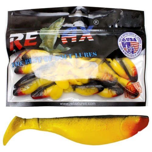 силиконовая приманка для рыбалки relax риппер kopyto bls 2 длина 5 0cm вес 2 6g цвет s061 red yellow 15 штук Силиконовая приманка для рыбалки RELAX - риппер KOPYTO BLS 4, длина - 10,0cm, вес - 13,8g, цвет S061 (Yellow, Black) (10 штук)