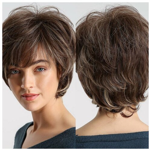 Короткий женский парик темно-русый