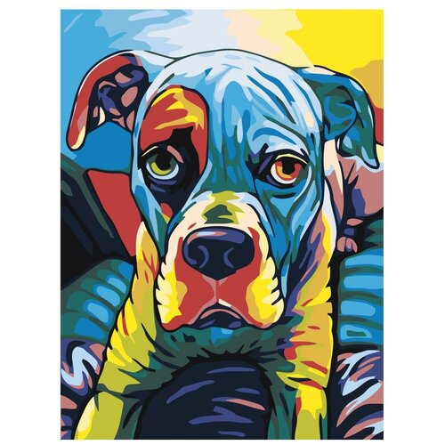 Картина по номерам, Живопись по номерам, 75 x 100, A137, пёс, животное, поп-арт, друг, бульдог