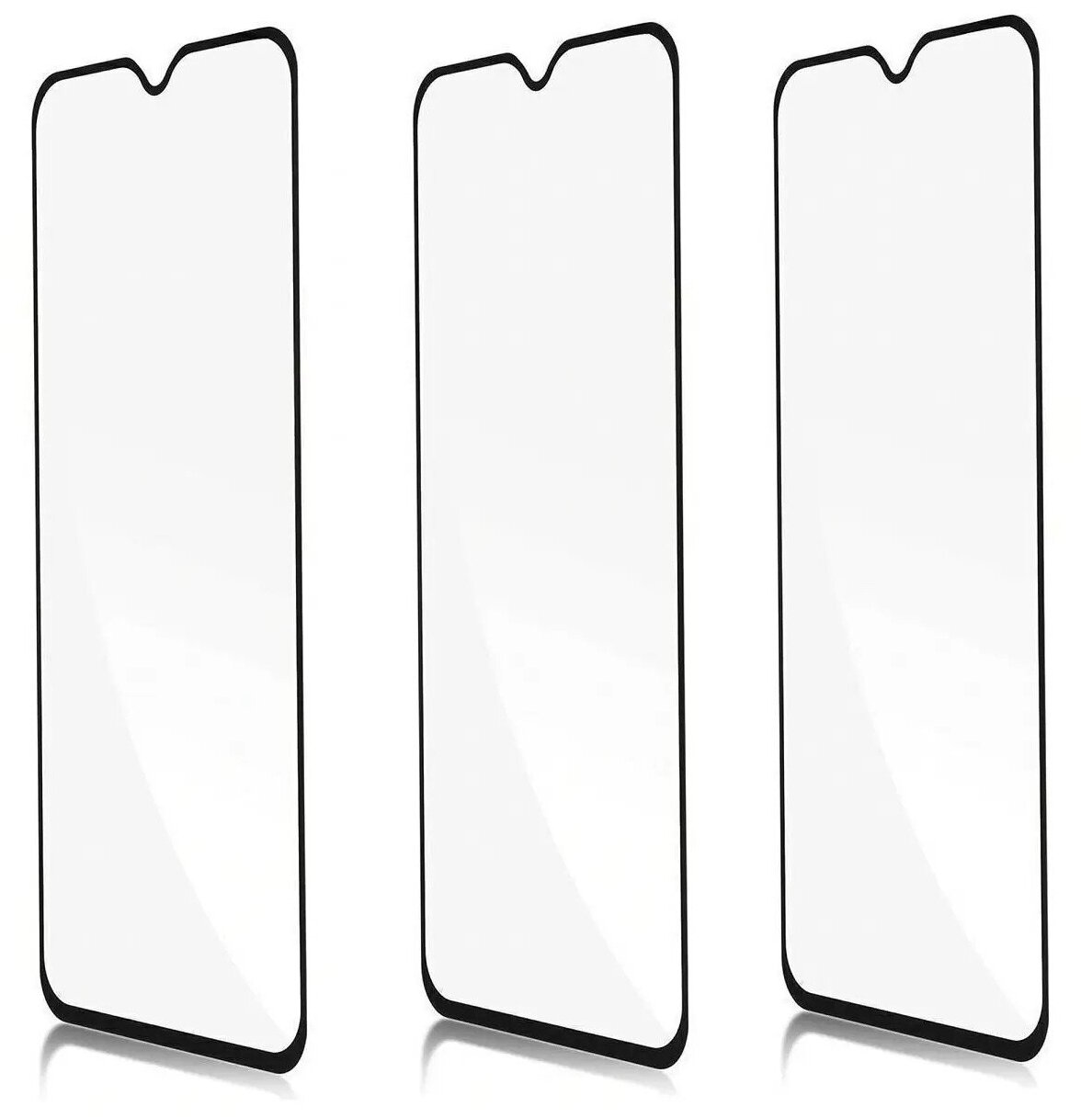 Комплект 3шт защитных стекл для Samsung Galaxy M31 с черной рамкой