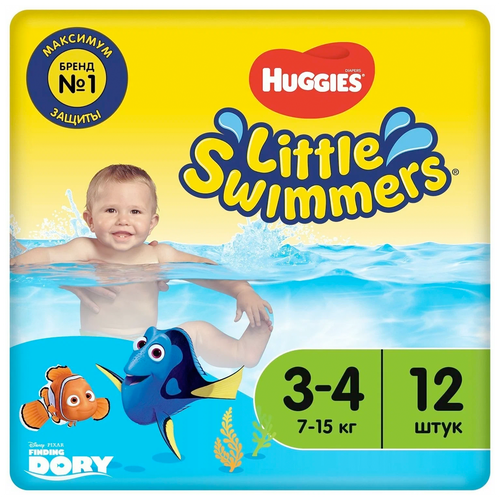 Трусики-подгузники для плавания Huggies Little Swimmers 3-4 (7-15кг), 12 шт