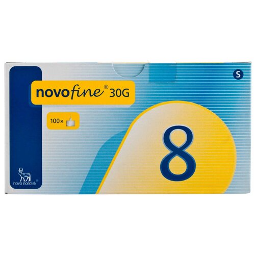 Игла для шприц-ручек Novo Nordisk novofine, 8 мм x 0.3 мм, размер: 30G, 100 шт.