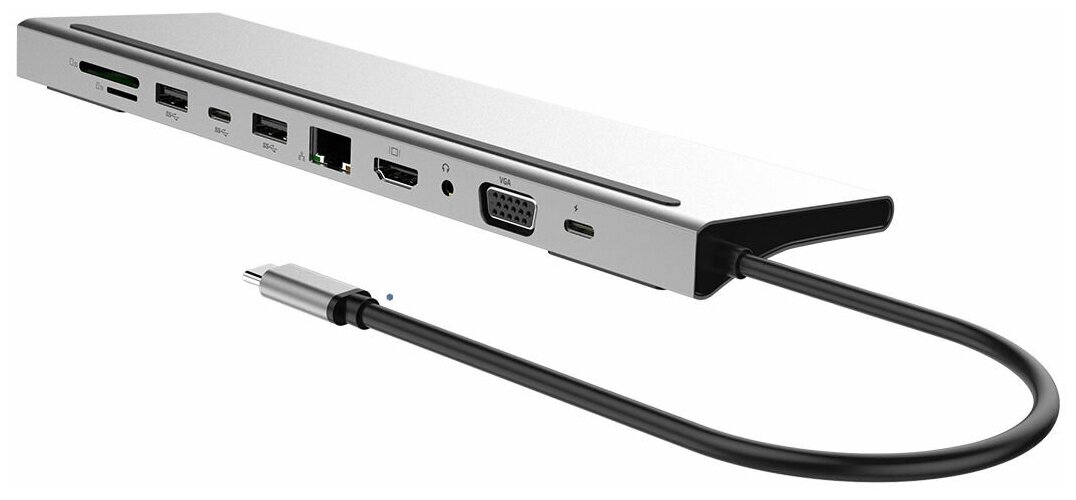 USB Type-C HUB ELfoC LM3123-69-11 Супер-комбайн хаб 11 в 1, концентратор USB3.0x2+USB C Data Function+USB C PD+RJ45+HDMI 4K30Hz+VGA+SD+3.5mm Audio