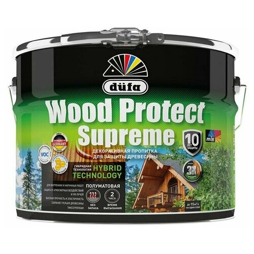 Пропитка Wood Protect Supreme, бесцветный, 9 л Dufa МП00-008383