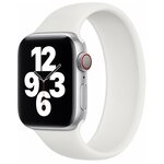 Силиконовый ремешок для умных смарт часов Apple Watch series 1-6 и Эпл Вотч SE 42 - 44 mm / Эластичный спортивный (Sport Loop) ремешок без застежки / Монобраслет Solo Loop, размер M - 130 mm (Белый) - изображение