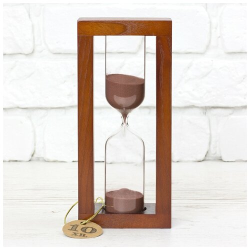 фото Без тм песочные часы "коричневая рамка" на 10 минут в деревянном корпусе (коричневый песок)