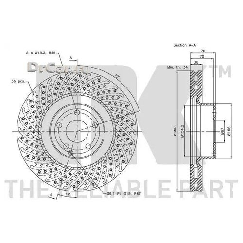 фото Nk диск тормозной передний вентилируемый mercedes w220