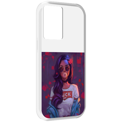 Чехол MyPads девушка-с-жвачкой женской для OnePlus Nord N20 SE задняя-панель-накладка-бампер