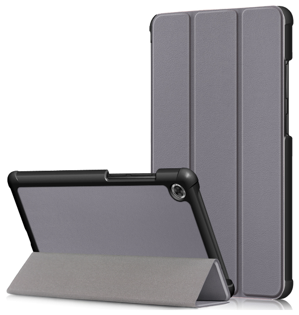 Чехол-обложка для Lenovo Tab M7 TB-7305i/x тонкий умный кожаный на пластиковой основе с трансформацией в подставку серый