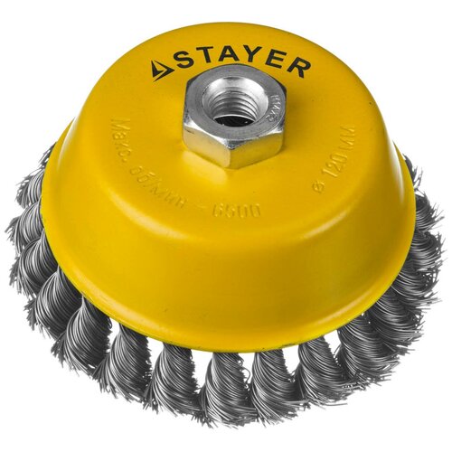 кордщетка stayer 35128 120 1 шт STAYER Ø 120 мм, щетка чашечная для УШМ 35128-120