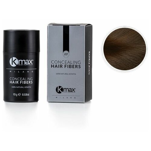 Kmax  Загуститель волос Concealing Hair Fibers, средне-коричневый, 15 г