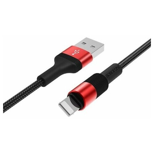 Кабель USB Micro USB BX21 1M Borofone черно-красный кабель usb micro usb 1m 2 4a dc r02 lux алюминий нейлон isa красный