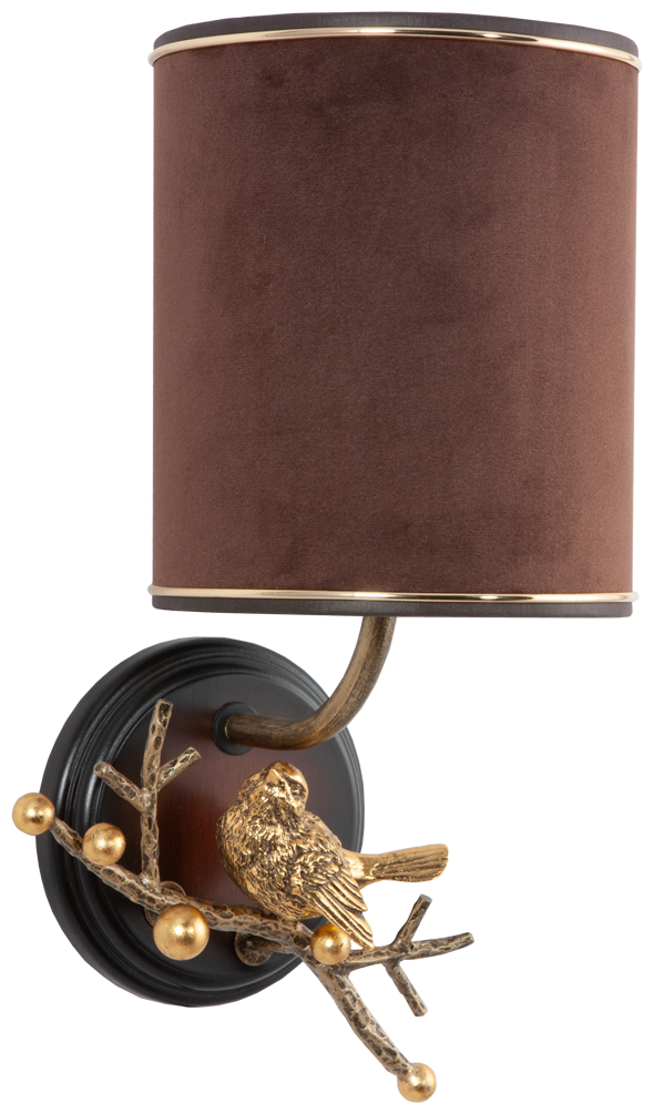 Светильник настенный Bogacho Терра (левый) коричневый с абажуром Терра кофейного цвета