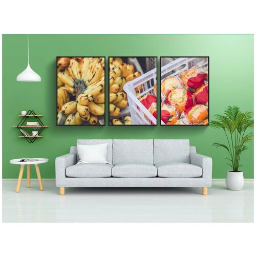 фото Набор модулных постеров для интерьера "фрукты, банан, апельсин" 60x90 см. в тубусе, без рамки lotsprints