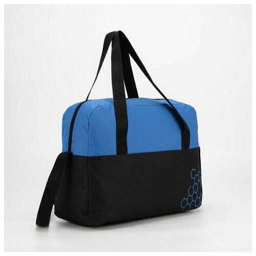 фото Сумка спортивная, отдел на молнии, длинный ремень, цвет чёрный/синий tl