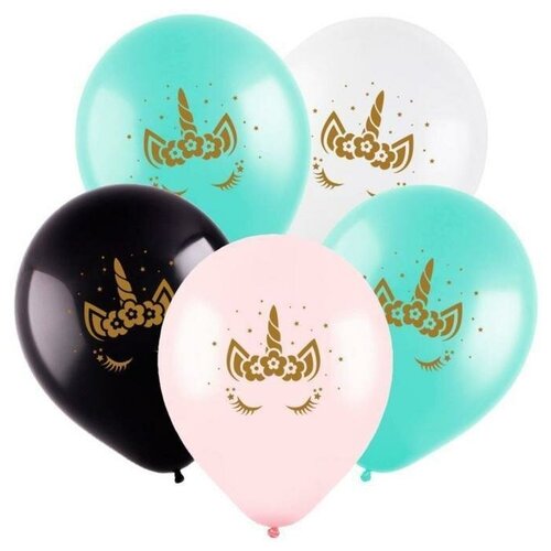 фото Шар латексный 12" "глазки единорога", пастель, микс, 2ст., набор 100шт. веселуха