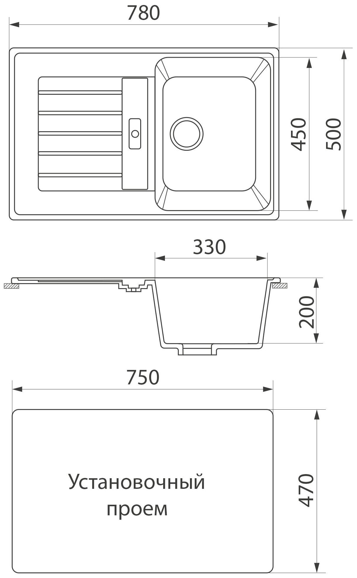 Кухонная мойка врезная GreenStone GRS-24-328 бежевый - фотография № 2