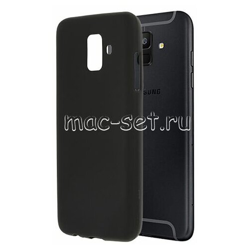 Чехол-накладка для Samsung Galaxy A6 (2018) A600 силиконовая черная 1.2 мм чехол книжка kaufcase для телефона samsung a6 2018 a600 5 6 золото трансфомер