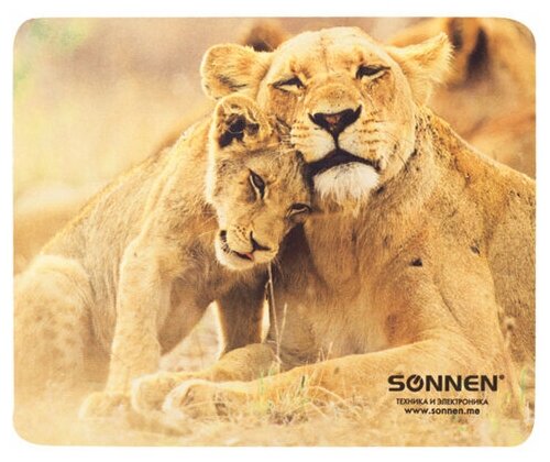 Коврик для мыши SONNEN "LIONS", резина + ткань, 220х180х3 мм, 513310 (цена за 5 шт)