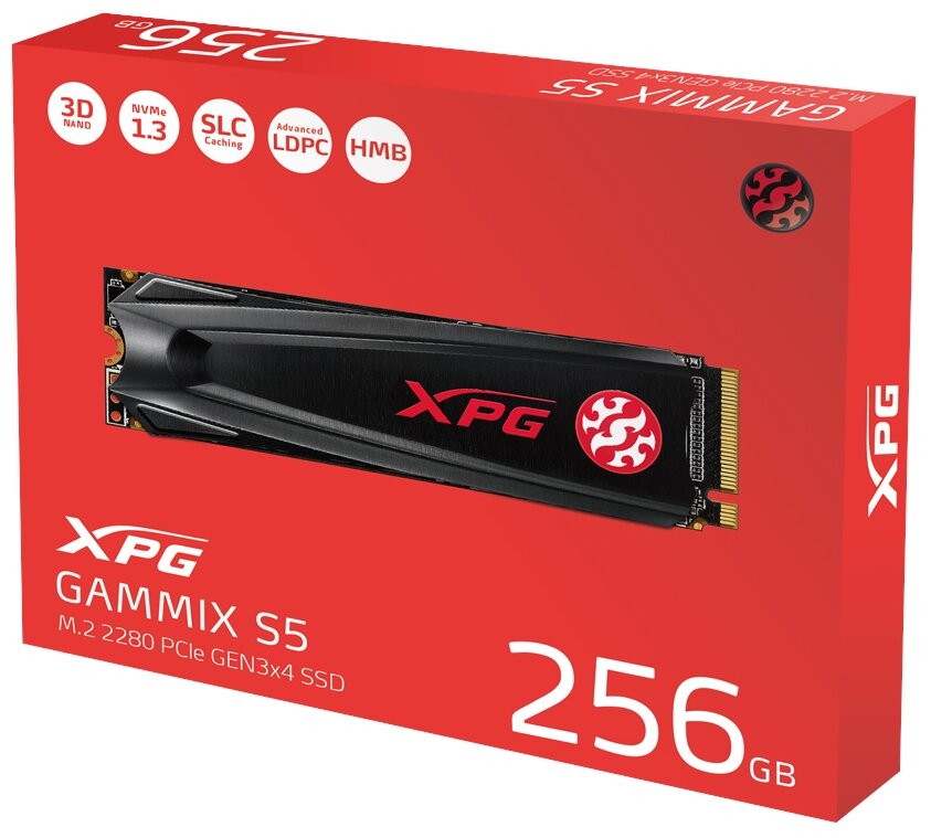 SSD накопитель A-DATA GAMMIX S5 256Гб, M.2 2280, PCI-E x4, NVMe - фото №3