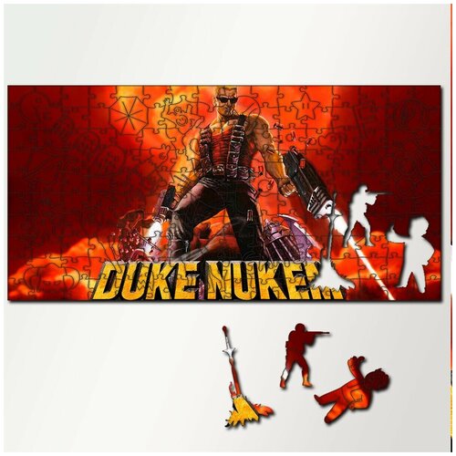 шикарный боевик duke nukem 3d который был выпущен на sega в 1998 Пазл из дерева с фигурками, 230 деталей, 46х23 см игры Duke Nukem 3D Duke Nukem 3D, Дюк Нюкем, шутер, Sega, 16 bit, ретро - 5473