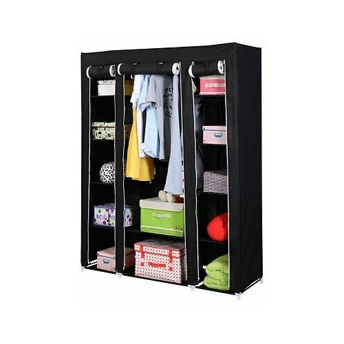 Складной шкаф Каркасный Тканевый Storage Wardrobe для одежды, черный