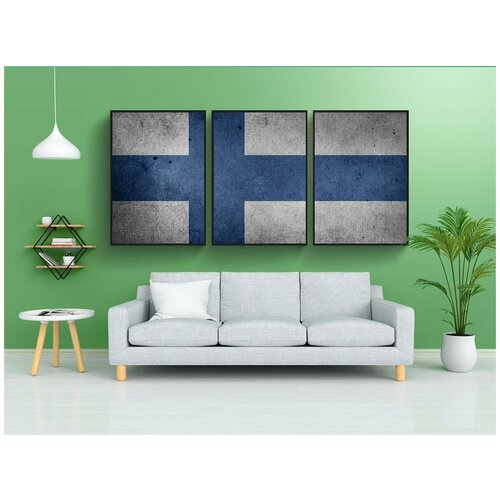 фото Модульный постер "флаг, финляндия, европа" 180x90 см. из 3х частей в тубусе, без рамки lotsprints
