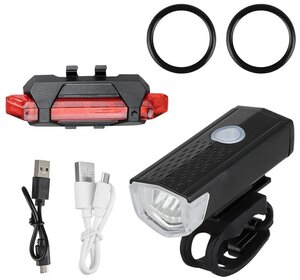 Велосипедный фонарь SimpleShop со встроенным аккумулятором и USB зарядкой / Набор фонарей для велосипеда 2шт: задний и передний, велофара