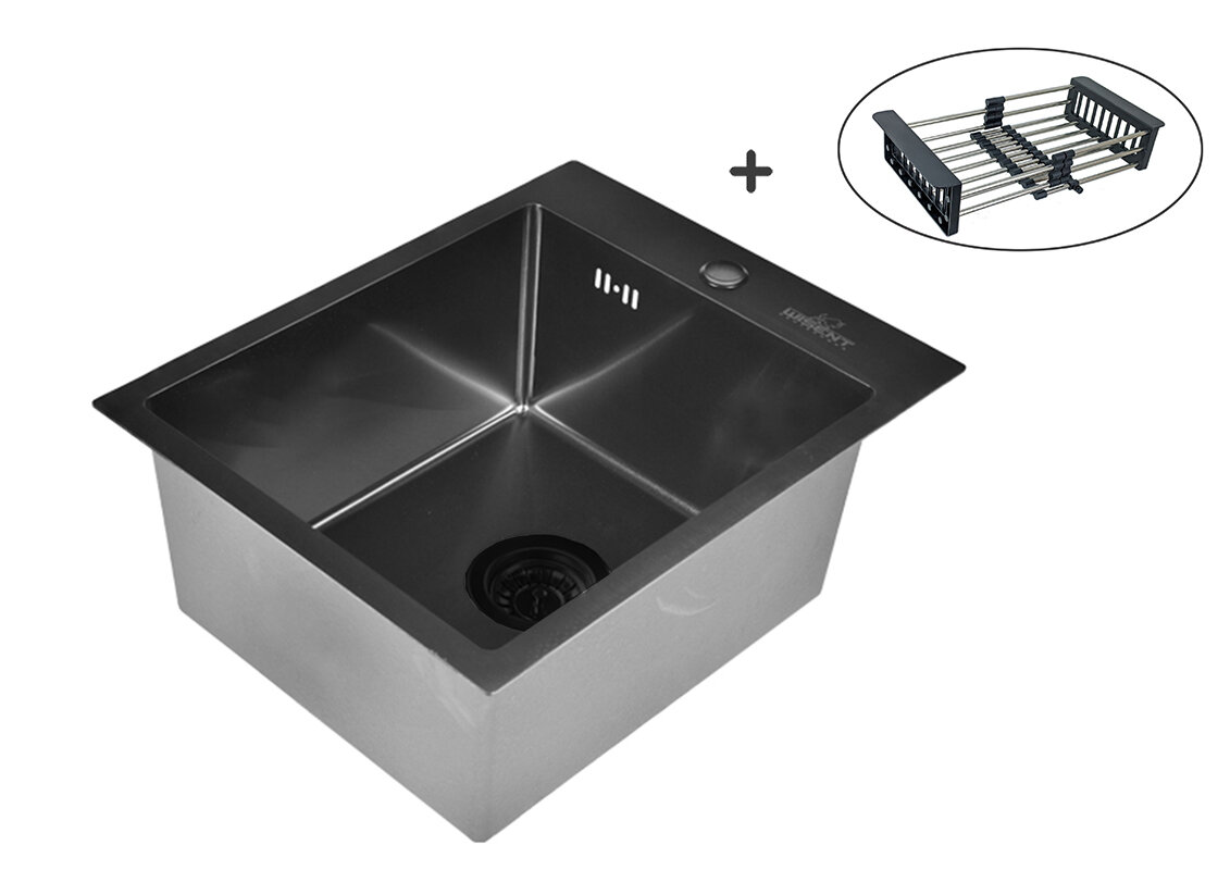 фото Интегрированная кухонная мойка WISENT WW34050B с раздвижным коландером, 40х50см, нержавеющая сталь