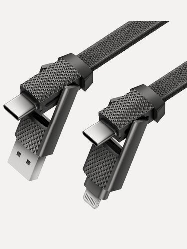 Изображение товара EnergEA Кабель Bazic AluCable 4-in-1 (In USB-A/C, Out USB-C/Lightning) 60W Black 1.0m