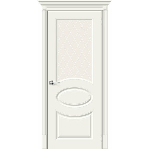 Межкомнатная дверь в комплекте/Двери Браво/Скинни-21 со стеклом цвет белый 200*70 винил, комплект (полотно, коробка, наличник).