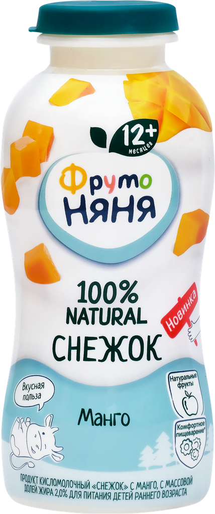 Продукт кисломолочный фрутоняня Снежок Манго 2%, 200г