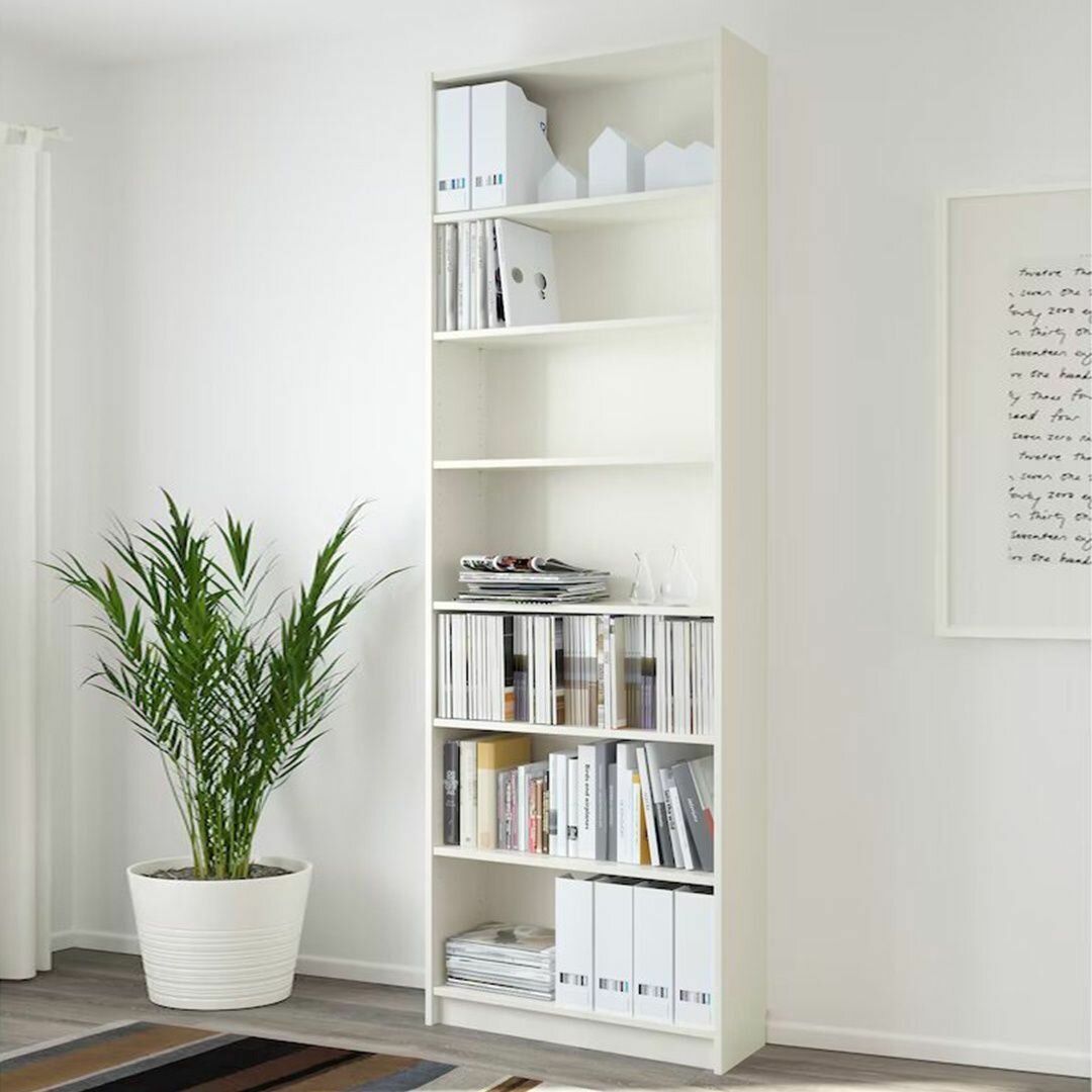 фото Стеллаж Билли 4 Белый икеа (IKEA), 80х28х237 см