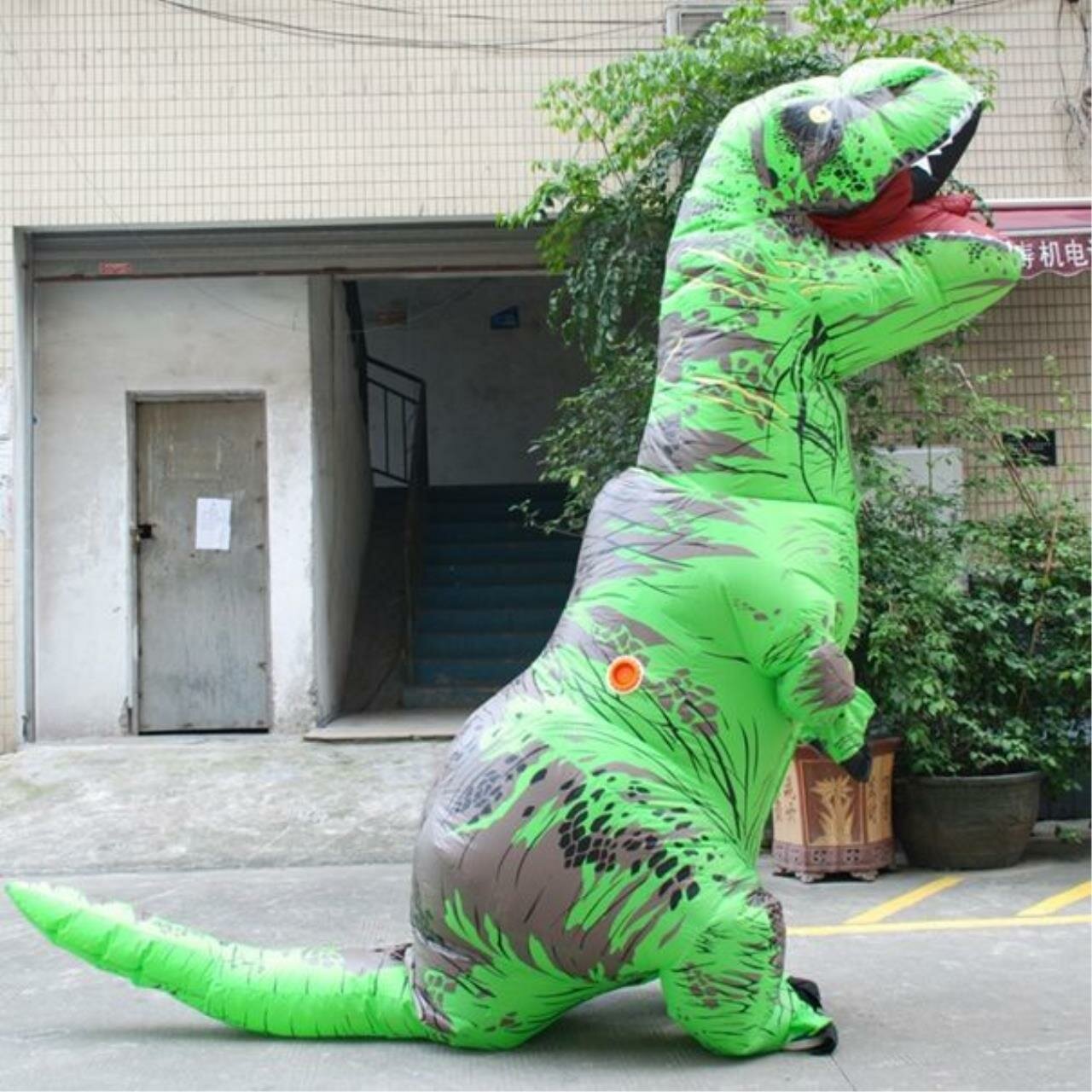 Костюм карнавальный надувной маскарадный Тирранозавр зеленый динозавр — фото 1