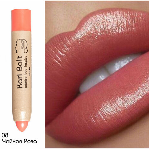 KARL BOLT, Помада-блеск-румяна 3в1 с маслами ши и авокадо, тон KB 08 Чайная роза, 2,7 гр