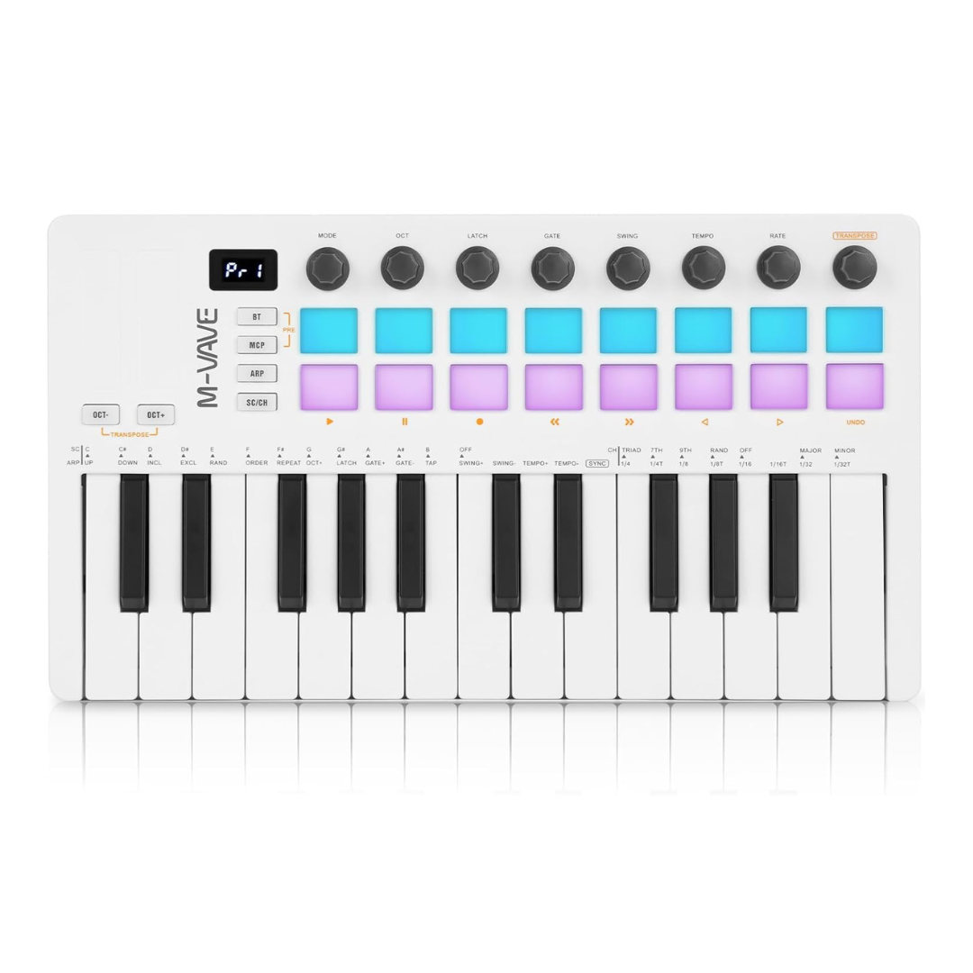 Беспроводная MIDI-клавиатура M-VAVE SMK-25 MKII White (2 поколение 2024)