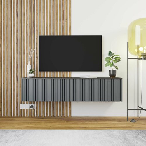 Тумба под телевизор подвесная Фриз 137х31х29 см Темный цеменьГрафит 8231₽