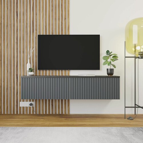 Изображение товара Тумба под телевизор подвесная Фриз 137х31х29 см, Темный цемень/Графит