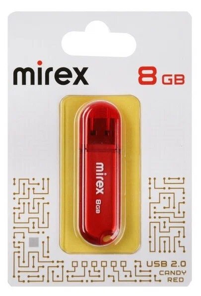 Флеш накопитель 8GB Mirex Candy, USB 2.0, Красный