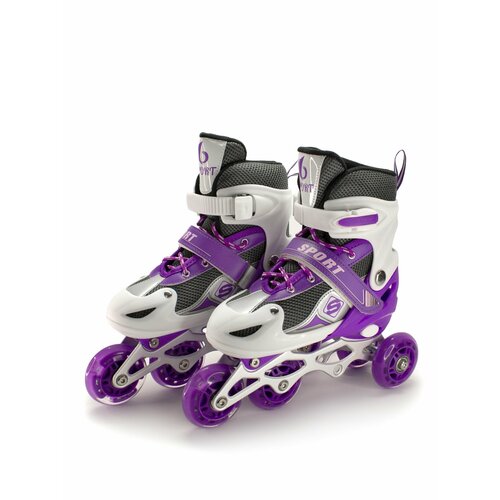 Роликовые коньки раздвижные, фиолетовые, размер S (31-34)