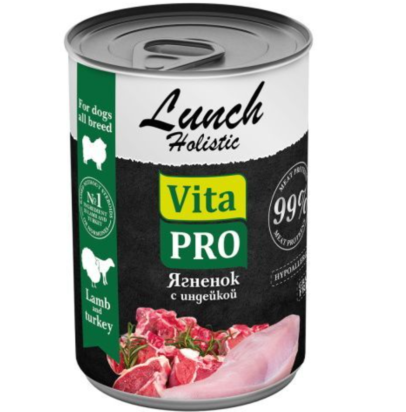 Влажный корм VITA PRO LUNCH для собак ягненок с индейкой, 400 г