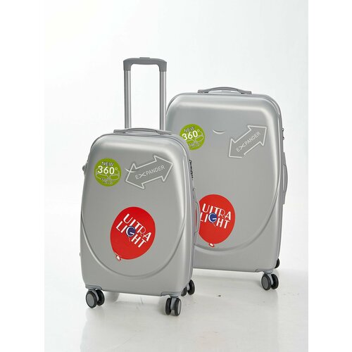 Комплект чемоданов Ультра ЛАЙТ, размер S/L, серебристый