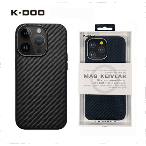 чехол с magsafe для iphone 14 pro max keephone kevilar черный Чехол для iPhone 14 Pro Max с MagSafe KZDOO (K-DOO) MAG KEVILAR, черный кевларовый чехол для Айфон 14 про макс Черный с магсейф