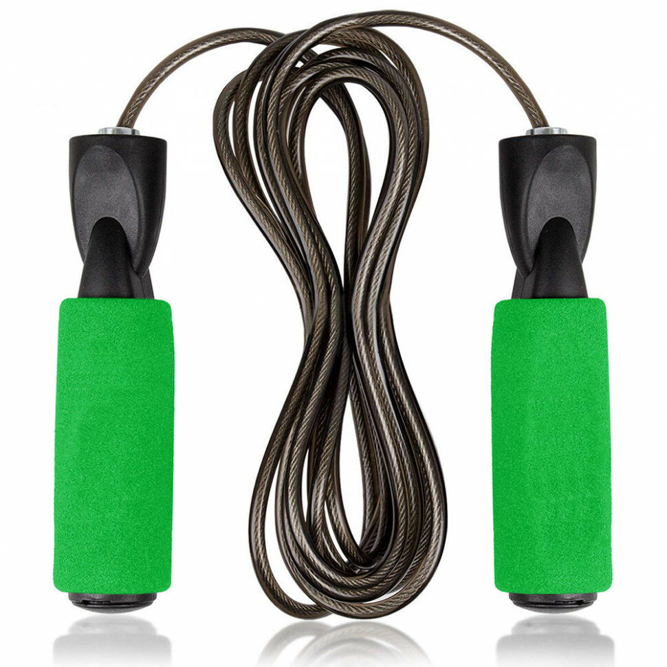 Скакалка с подшипником JJ-302 шнур 3,05м металл. тросс (зеленый) (E33369)