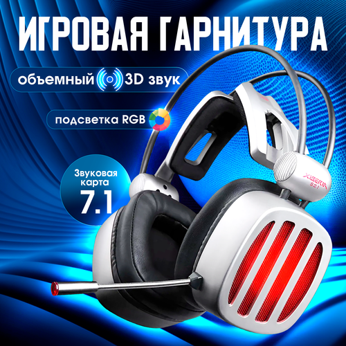 Наушники большие игровые проводные с микрофоном и шумоподавлением Xiberia S21, USB, динамические, ANC