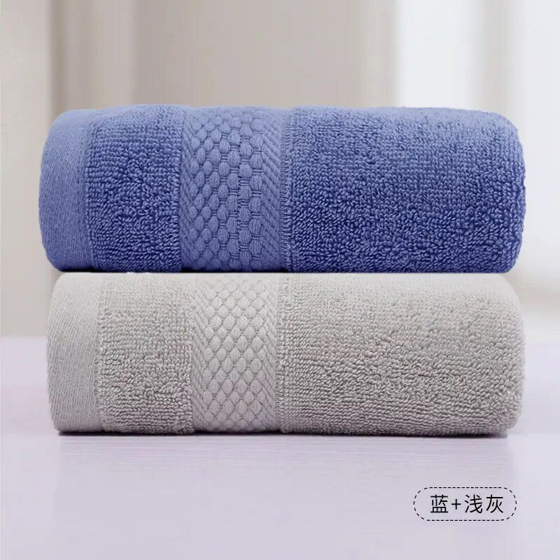 фото Полотенца, 32x70 см, хлопок, утолщенные, для лица, банные, впитывающие, 2 упаковки