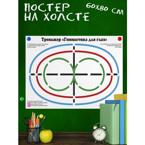 Обучающий постер-плакат для школы Гимнастика глаз для детей 60х80 см