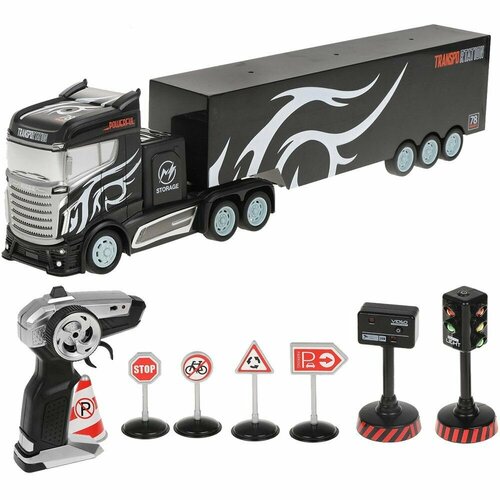 Радиоуправляемый грузовик трейлер и набор дорожных знаков 2WD акб 116 - GM1926 3276₽