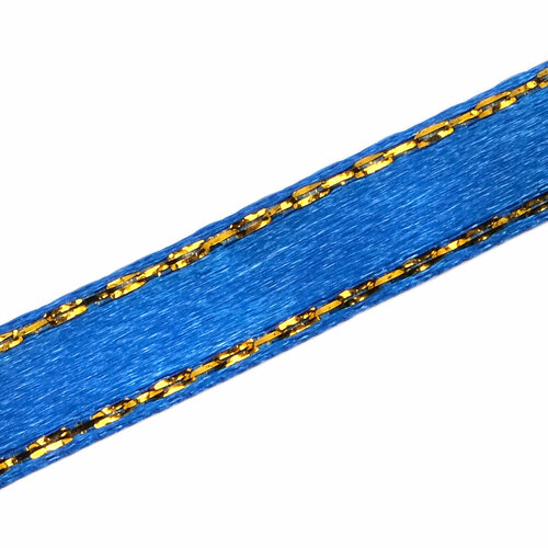 RB-011 Лента атласная односторонняя 6 мм*22,86м с золотой нитью (40 ярко-синий)