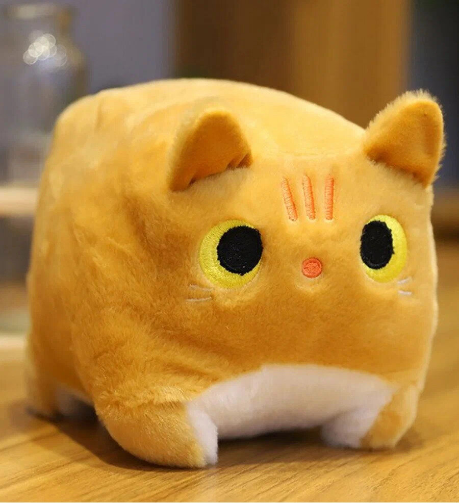 Мягкая игрушка Котик милый квадратный мягкая шёрстка 25 см рыжий